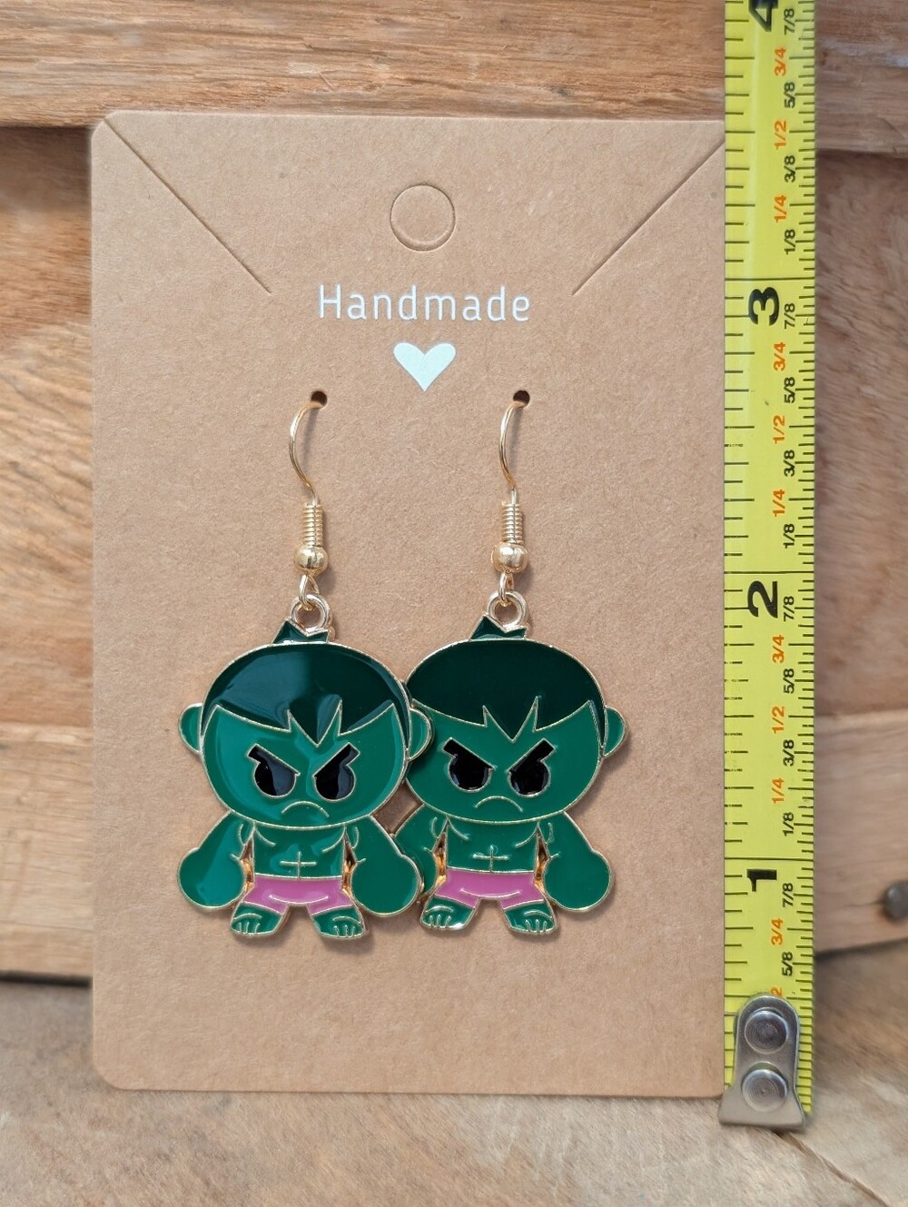 Hulk Enamel Metal Earrings NEW